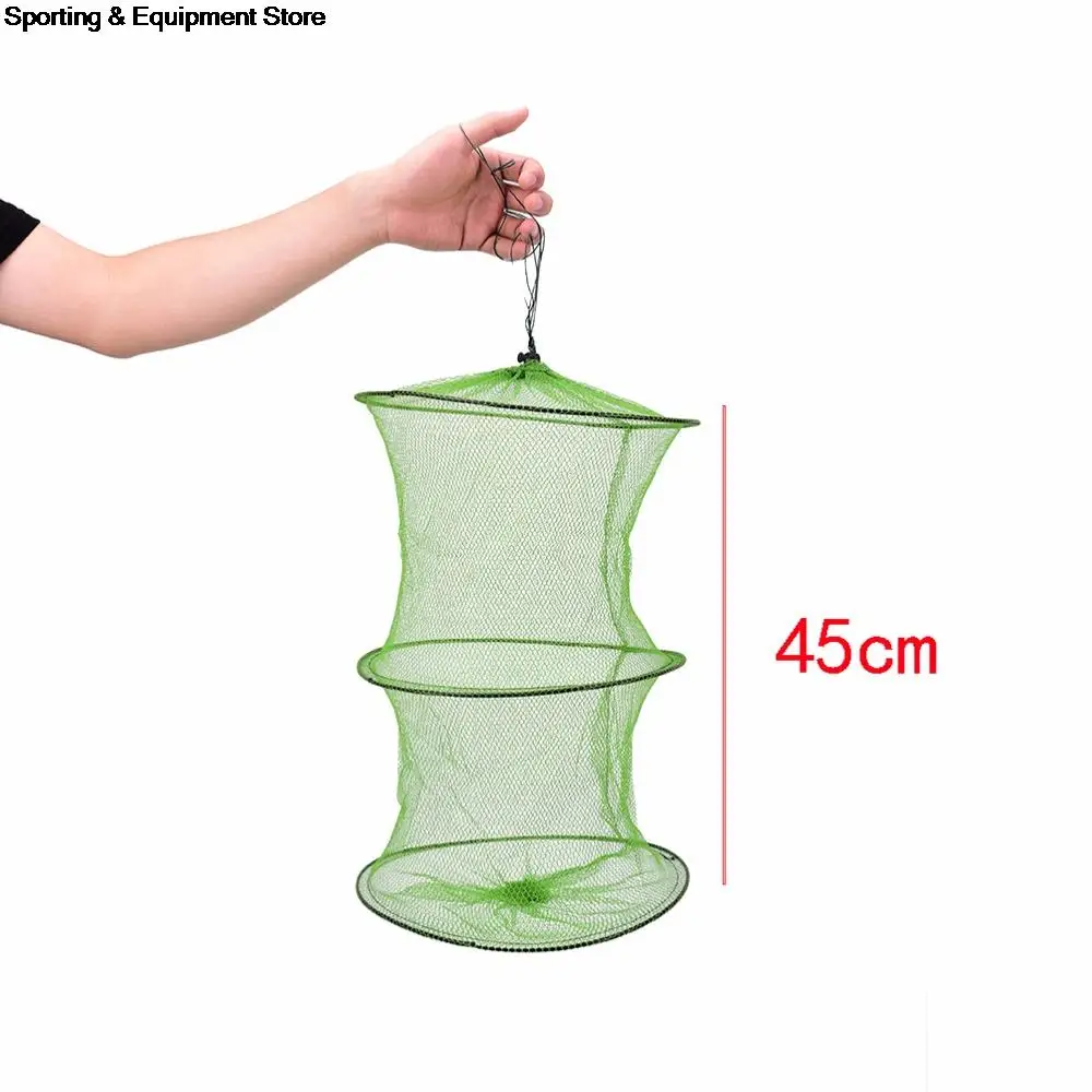 Рыболовная снасть складная круглая металлическая оправа нейлоновая сетка краб