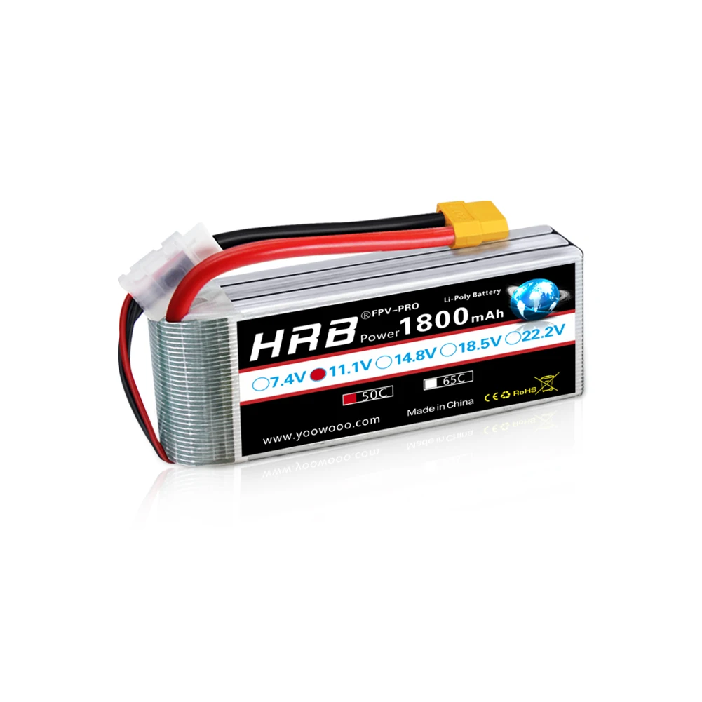 

HRB 3S LiPo Battery 11.1V 1800mah 50C with XT60 connector for RC Car truck Skylark M4-FPV250 RC Heli Airplane UAV FPV Drone