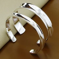new style 925 sterling silver glossy bracelet set for womens wedding engagement party jewelry