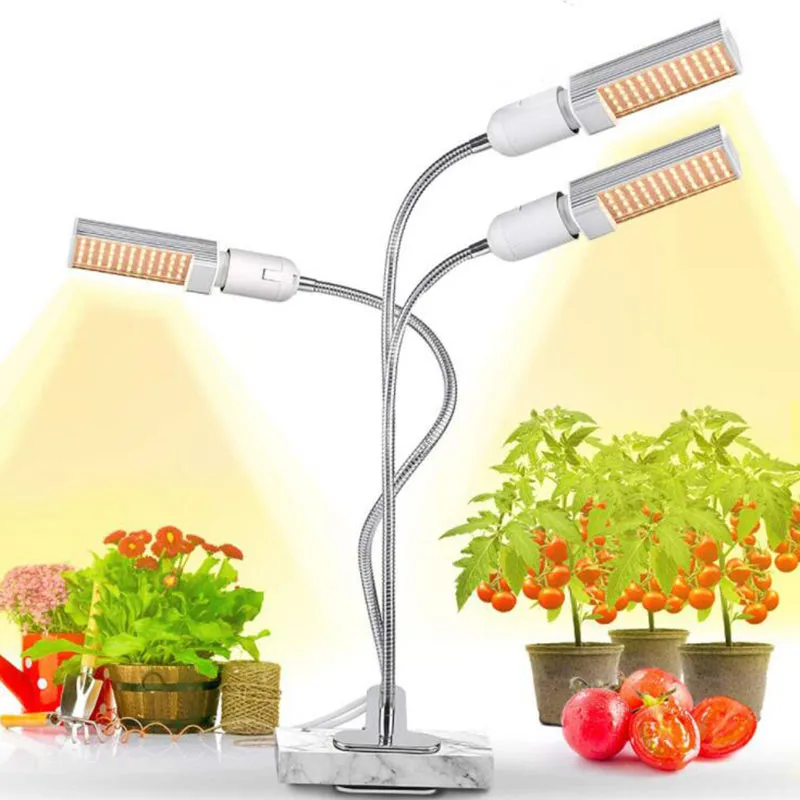 

Full Spectrum 44 LED Grow Light Bulb Phyto Lamp Bulbs Three Heads Growing Lamps USB Timer Holder Clip Grow Lights Plant Growth U