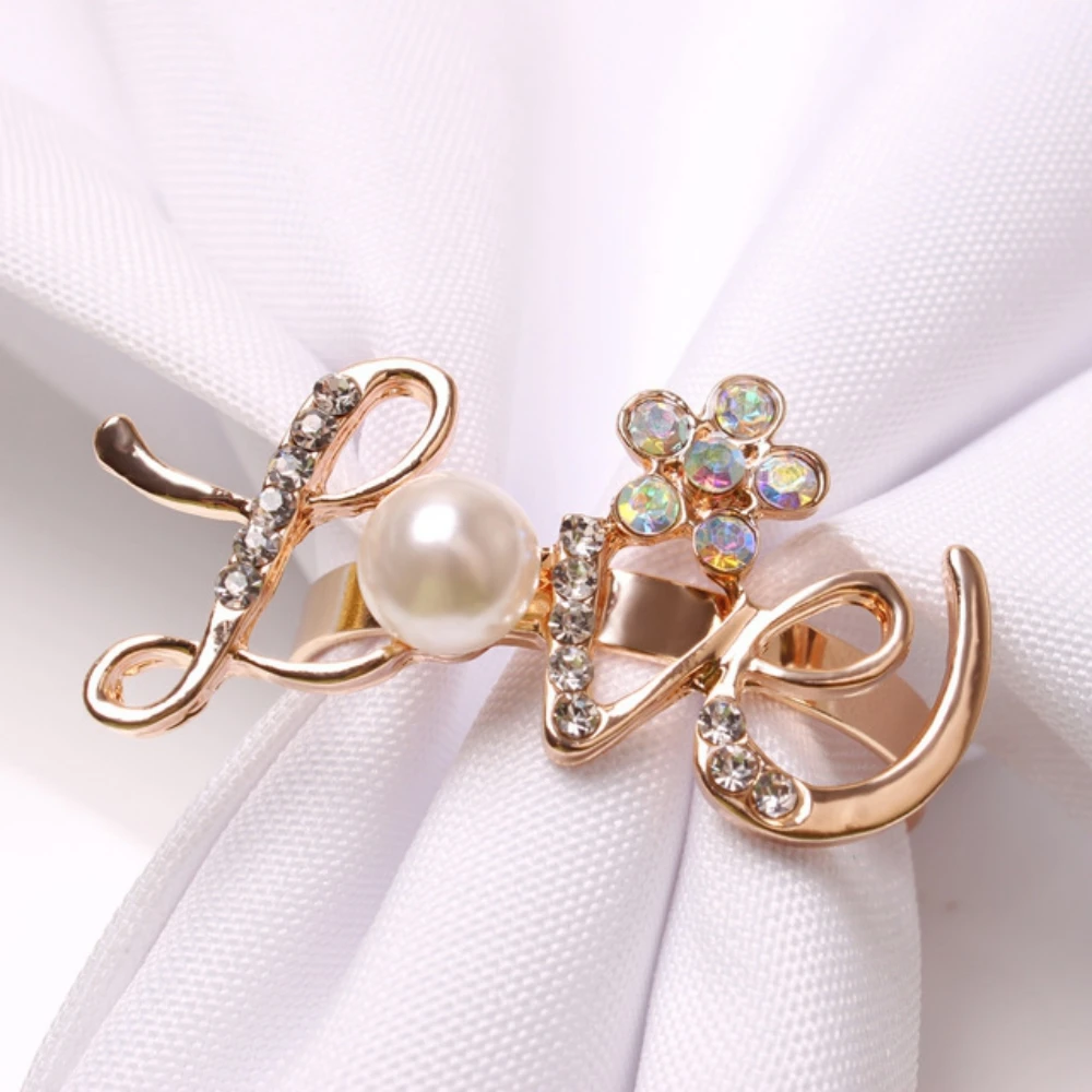 

Napkin Rings Rose Valentine's Day Green Leaf Flower Napkin Ring Holders Decorative Napkin Buckle Wedding Party Table Decor