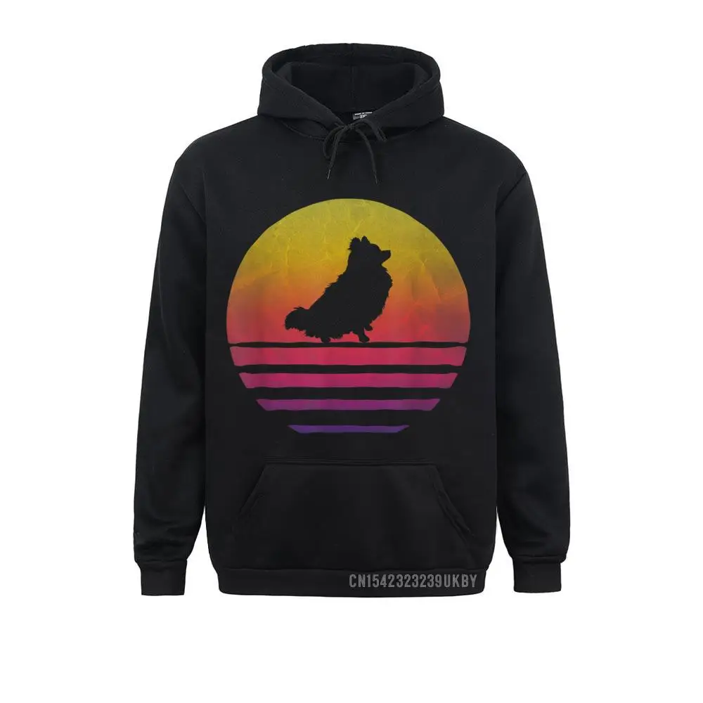 

Толстовка мужская с длинным рукавом, винтажный свитшот в стиле ретро, закат Померанской собаки, силуэт возлюбленных, Классические худи, Спортивная одежда на заказ