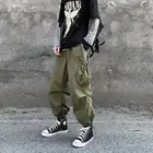 Штаны-карго HOUZHOU мужские, джоггеры, спортивные брюки-карго, модные брюки Японская уличная одежда Techwear в стиле Харадзюку, хип-хоп, черные