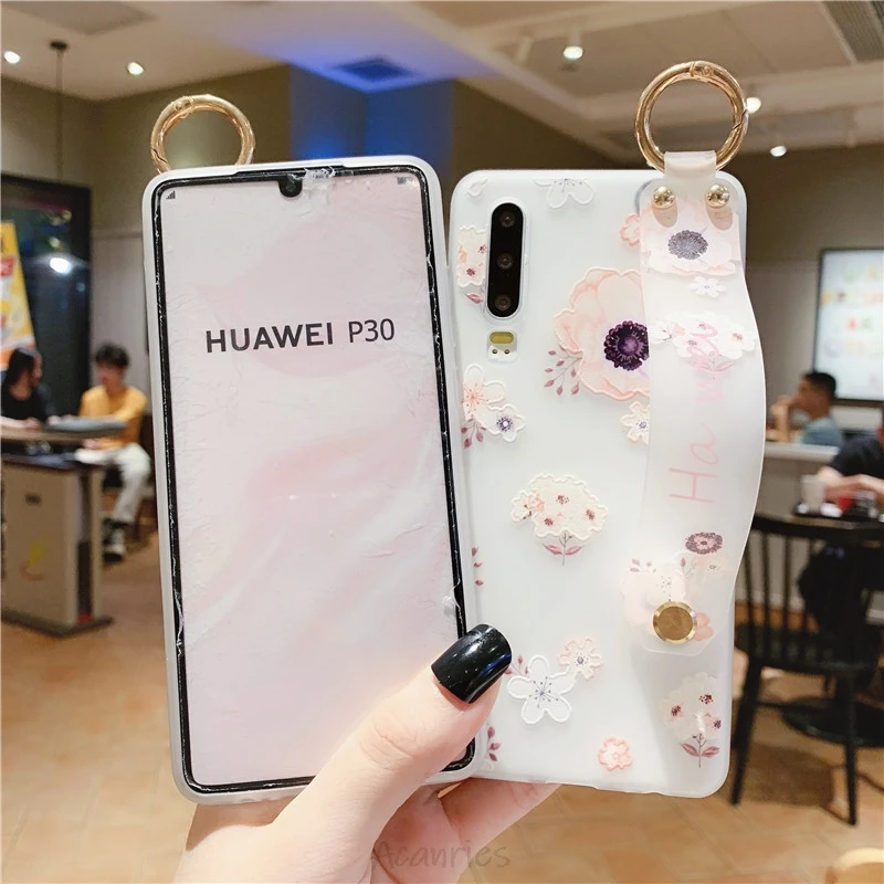 3D Цветочный ремешок на запястье Чехол руку для huawei p40 p30 p20 pro lite p smart plus 2019 2018