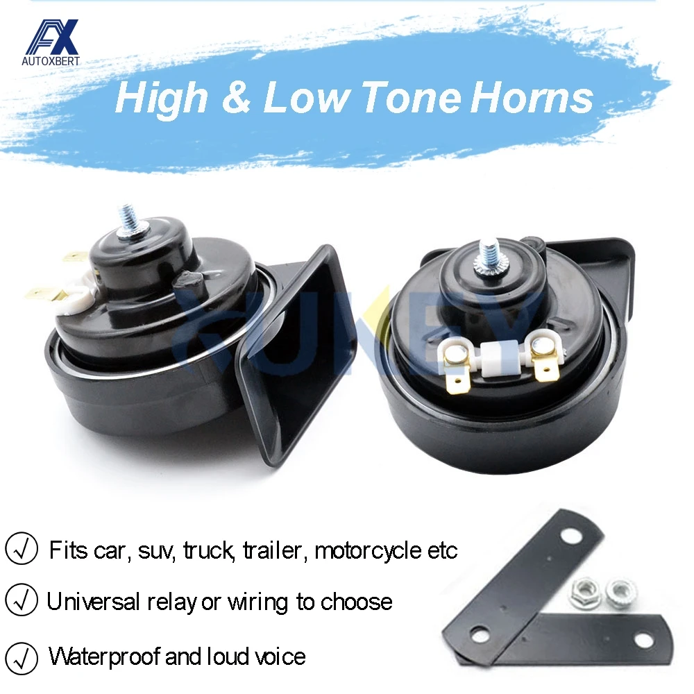 410/510Hz Dual Pitch Universal Snail Horn With Relay Wiring Harness 12V 110-125db Loud Waterproof For Car Motorcycle Truck Van