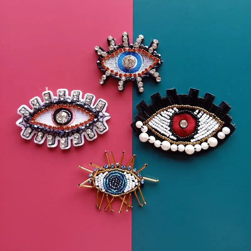 

New pipe beads hand-sewn claw drill embroidery eyes ethnic style DIY handmade cloth stickers clothes T-shirt decoration