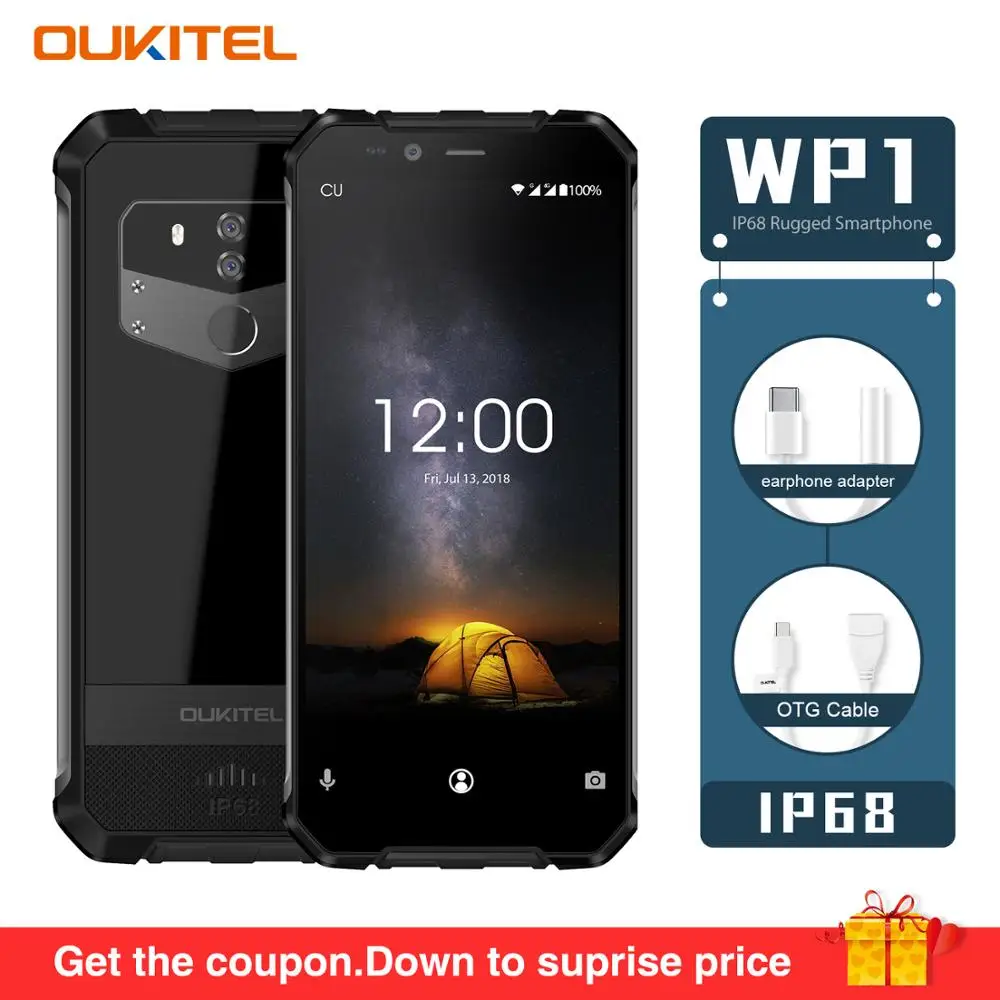 OUKITEL WP1 IP68 Водонепроницаемый смартфон 5000 мА/ч 4 ГБ 64 Камера уход за кожей