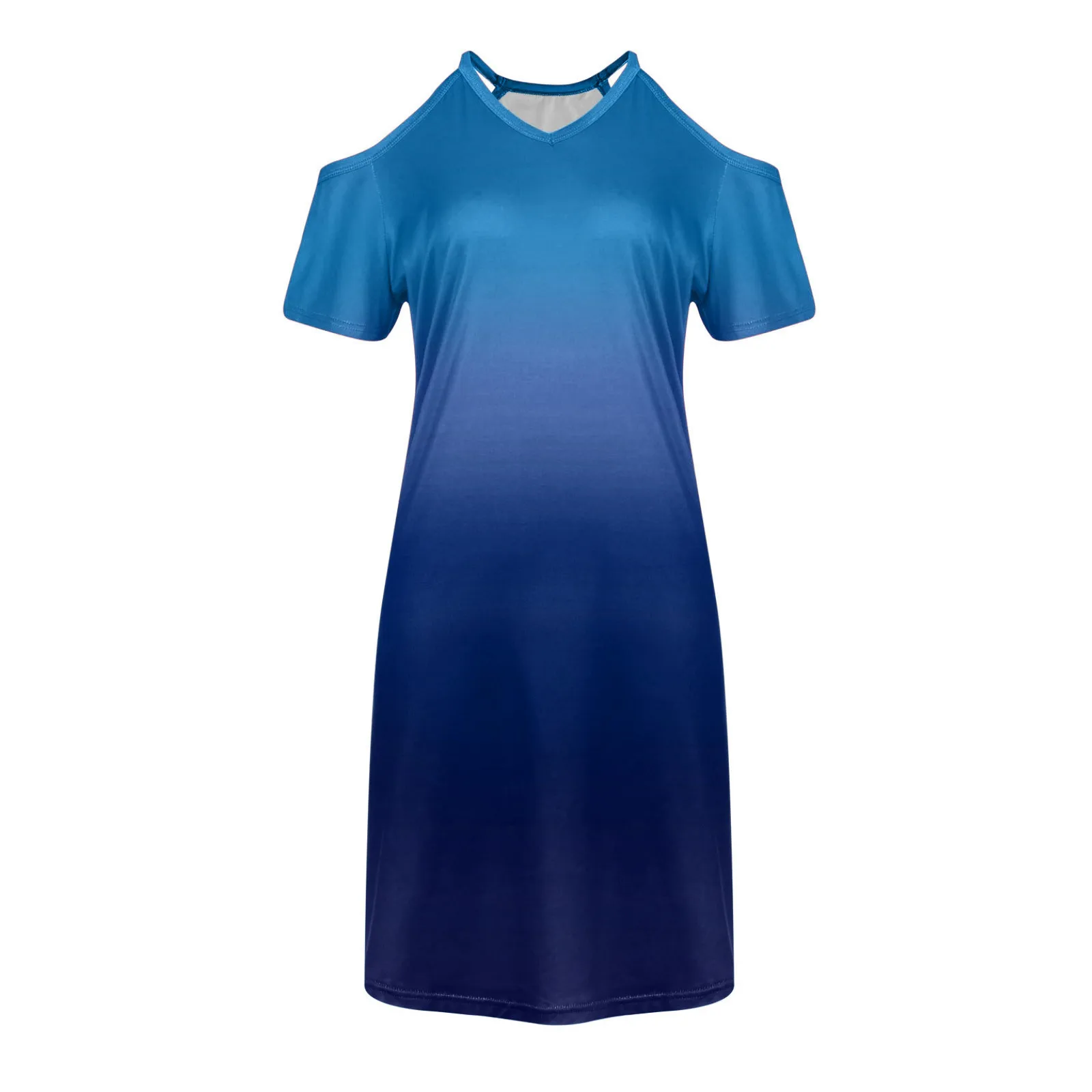

Women's Gradient Strapless Cold Shoulder V-neck Mini Dresses Bohemian Ropa Mujer Verano 2021 Dress Sets Robe Sukienka #G