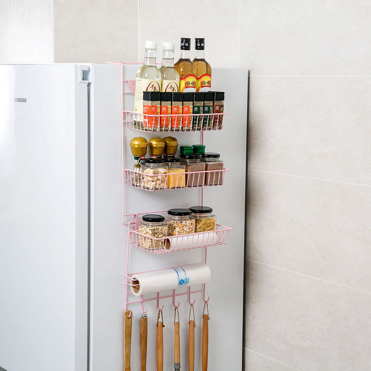 Железная кухонная полка-органайзер подвесная рефрижератор шкаф для хранения