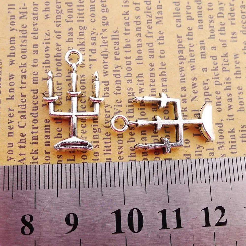 

150pcs Candle Holders Charms 15mm x 25mm DIY Jewelry Making Pendant Antique Silver Color