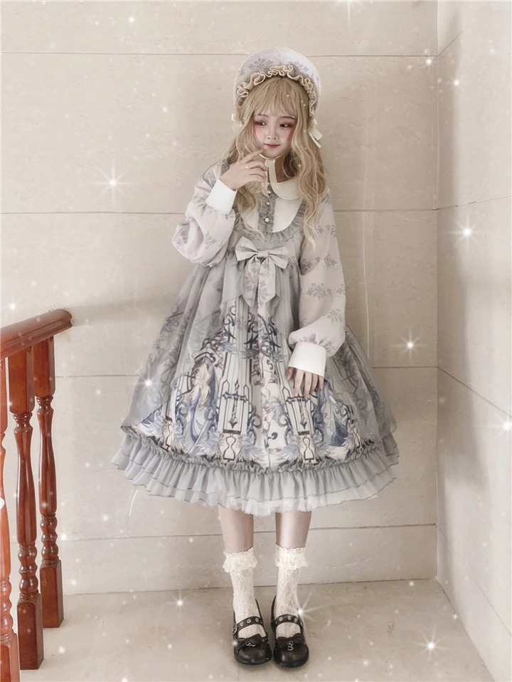 Винтажное платье принцессы с круглым воротником и высокой талией|Платья в стиле