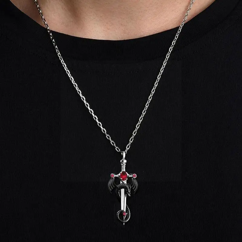 

Men's Fashion Dragon Collar Necklace Vintage Punk Sweater Dragon Jewelry Gold Gothic Ancient Pendant Necklace Heart-Shaped T9S7