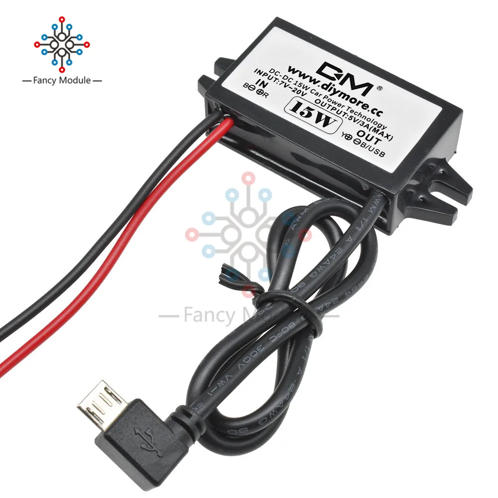 Водонепроницаемый понижающий преобразователь Micro USB 12 В 5 3 А модуль питания|dc-dc