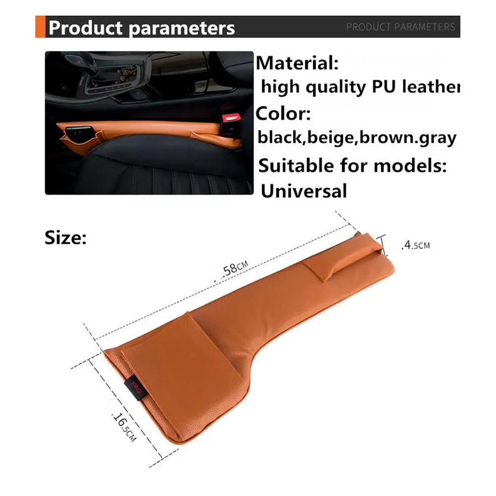 

Car Seat Gap Filler Car Organizer PU Leather Seats Gap Pocket Multifunctional Driver Seat Phone Holder Car Accessories