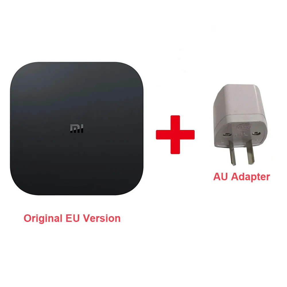 AU Adapter Xiaomi mi Box S 4K tv Box Cortex-A53 четырехъядерный 64 бит Mali-450 1000Mbp Android 8,1 2 ГБ+ 8 Гб HD mi 2,0 WiFi BT4.2 - Цвет: AU Adapter