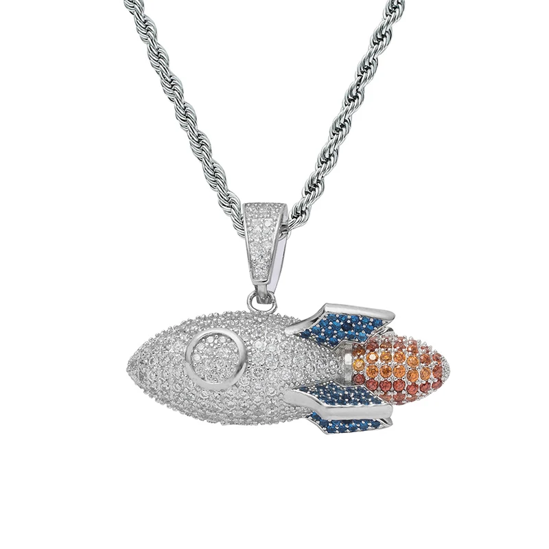 

Sterling Silver 925 Silver Rocket Pendant Necklace 210325-52