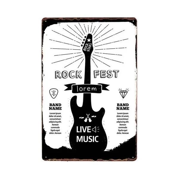 

Rock N Roll Vintage Metal Signs Plaques Rocky Retro Rockstar Poster Bar Decoration Pub Decorative Home Decor 20x30cm