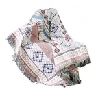 Плед в стиле бохо, трикотажное одеяло для дивана, двухстороннее, мягкое удобное декоративное покрывало