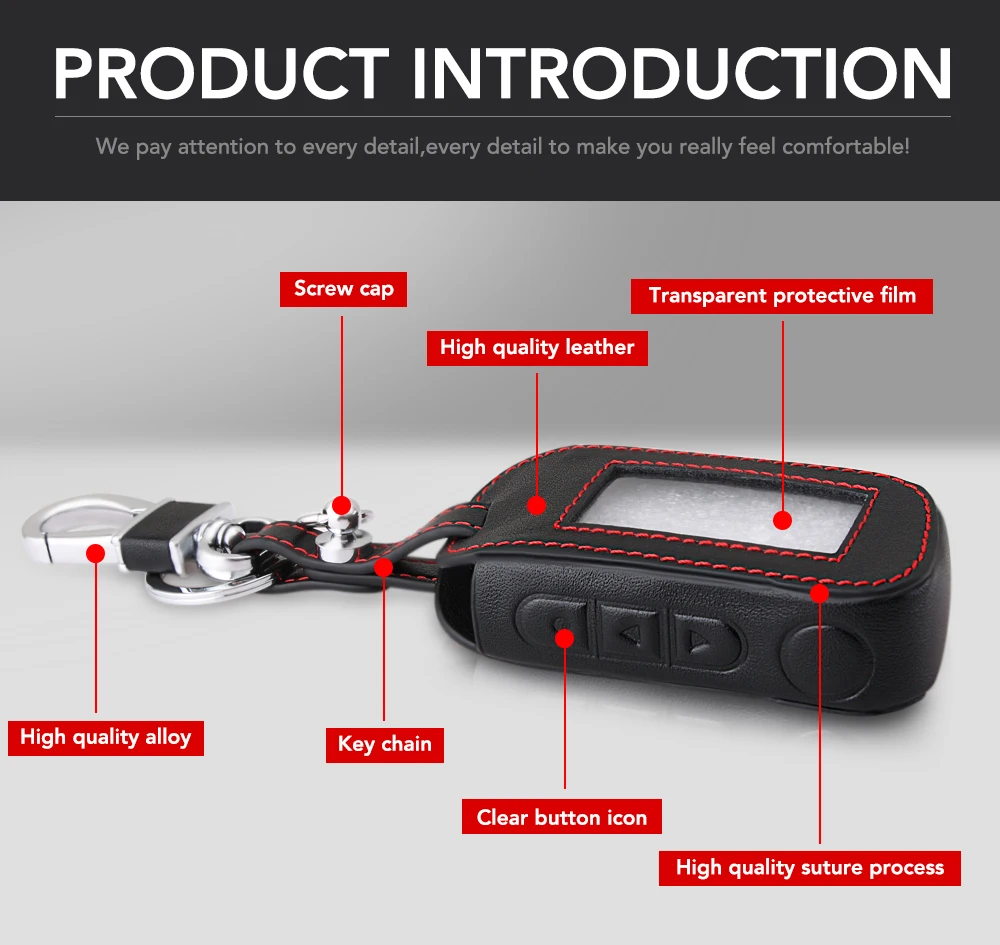 Кожаный чехол для автомобильного ключа Starline A93 A63 Русская версия Двусторонняя