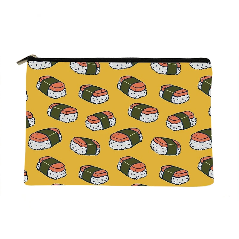 

Women delicious Sushi Printed Make up bag Fashion Women Cosmetics Organizer Bag for Travel Colorful Storage Bag for Lady Bag