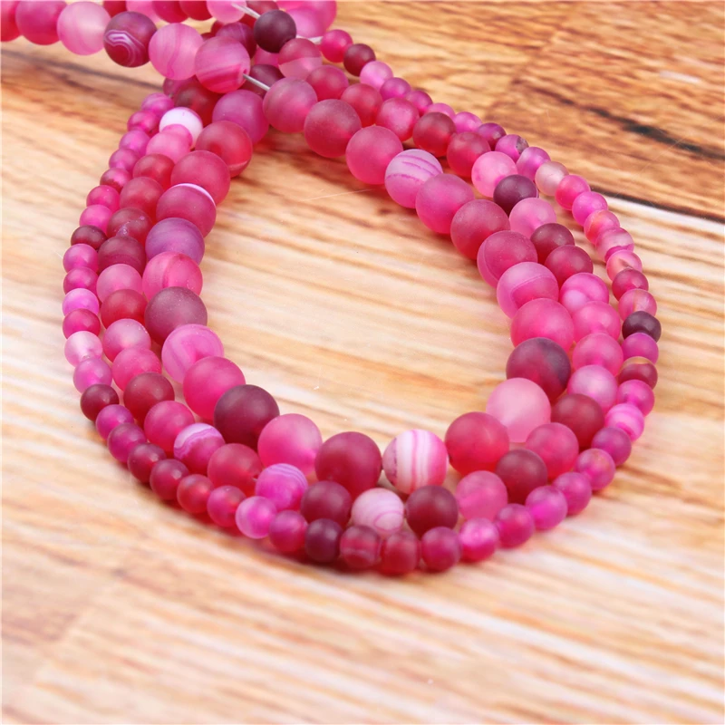 

4/6/8/10/12mm Rose Red Stripes Natural Stone Beads Loose Stone Round Beads For DIY Jewelry Bracelet Necklace Make