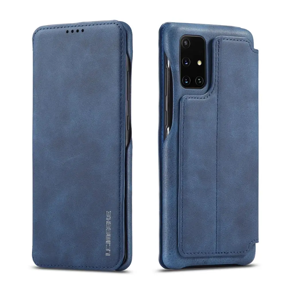 Чехол для Samsung Galaxy A51 винтажный тонкий кожаный магнитный откидной бумажник с