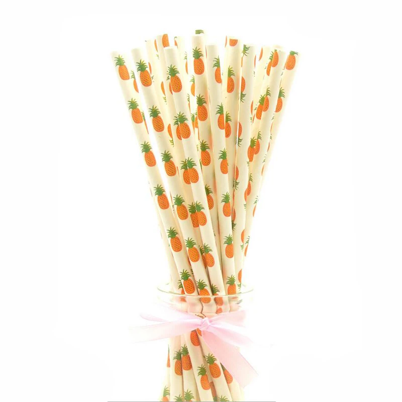 pineapple 25 шт. розовое золото Бумага питьевые соломки вечерние Бумага Соломки с днем рождения вечерние decoraiton День Рождения украшения для детей - Цвет: pineapple