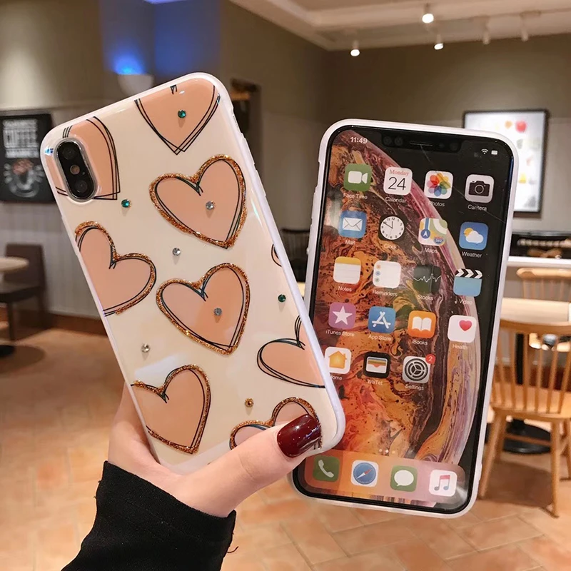 Блестящие чехлы с бриллиантами для huawei P30 P20 Pro Mate20 Pro Classic love, мягкий чехол для Honor 20 Pro Nova 3 4 5, задние чехлы