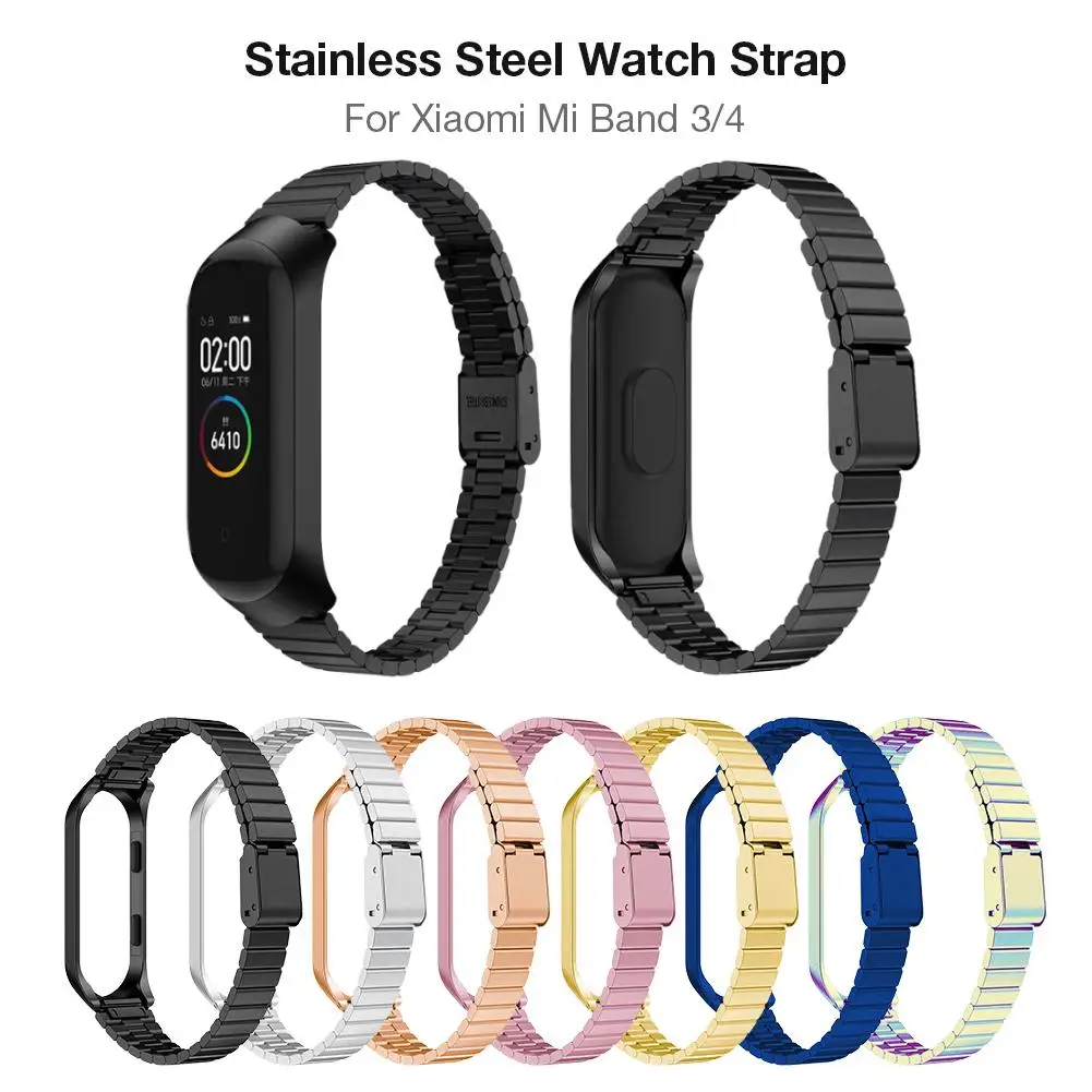 Для Xiaomi Mi Band 4 фитнес-трекер цветной металлический ремешок корпус из нержавеющей стали модные сменные браслеты