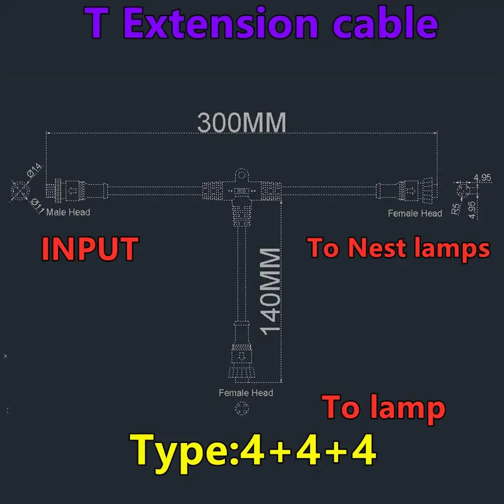 2 ядра 3 4 T тип DMX512 системный соединитель линии AW17 для источника питания AW22