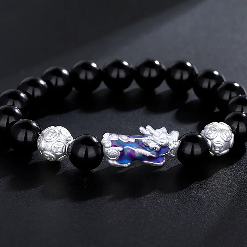

Color-changing Pixiu Bracelet Mood and Temperature Change Color Chinese Lucky Wealth Amulet Pixiu Bracelet Male Female Bracelet