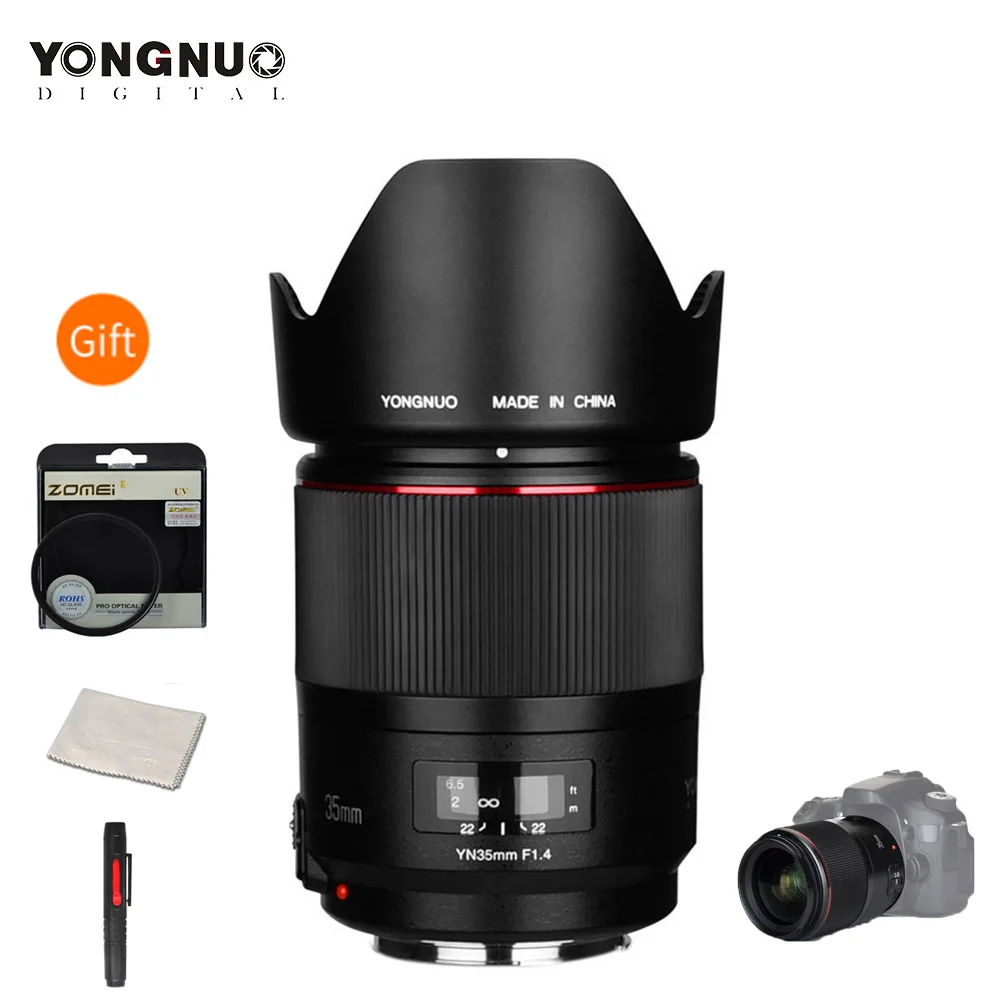 Широкоугольный объектив YONGNUO YN35mm F1.4 линзы в полной оправе для цифровых