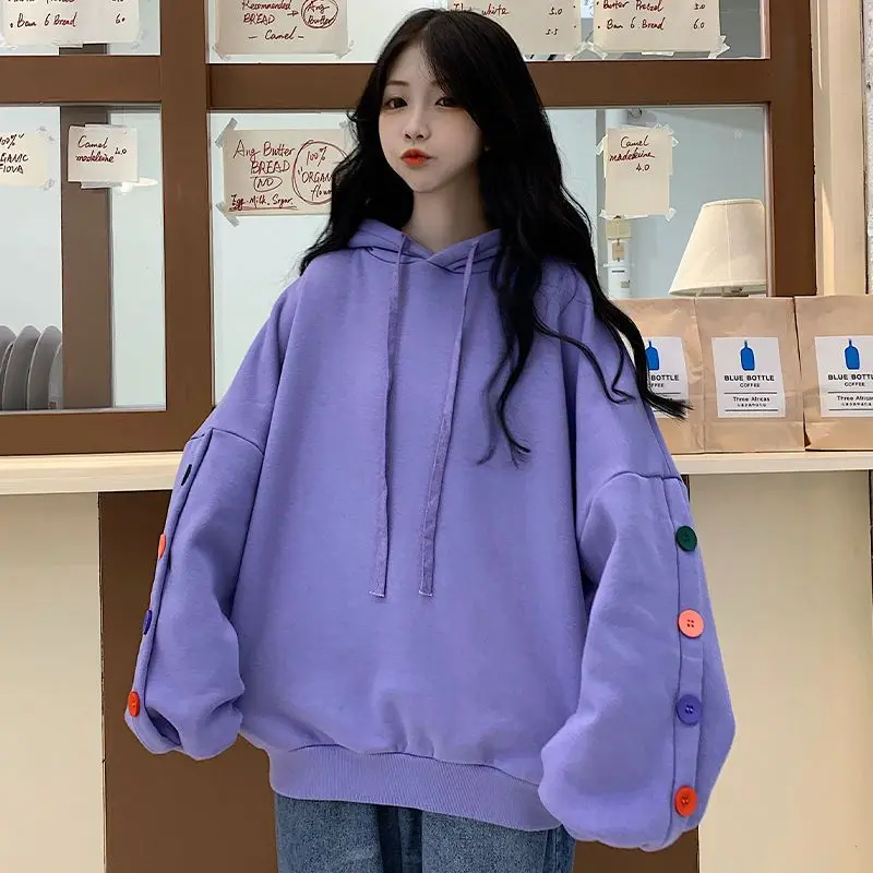 

Новинка Осень 2021, бархатная толстовка, Женская Толстая куртка большого размера в Корейском стиле, с капюшоном, цветная уличная одежда на пуг...