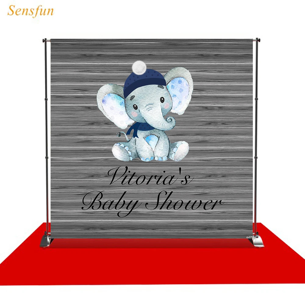 

LEVOO Photographic Backdrop Baby Shower Elephant Wooden Board Photography Background Photo Studio Shoot Props Photocall Vinyl