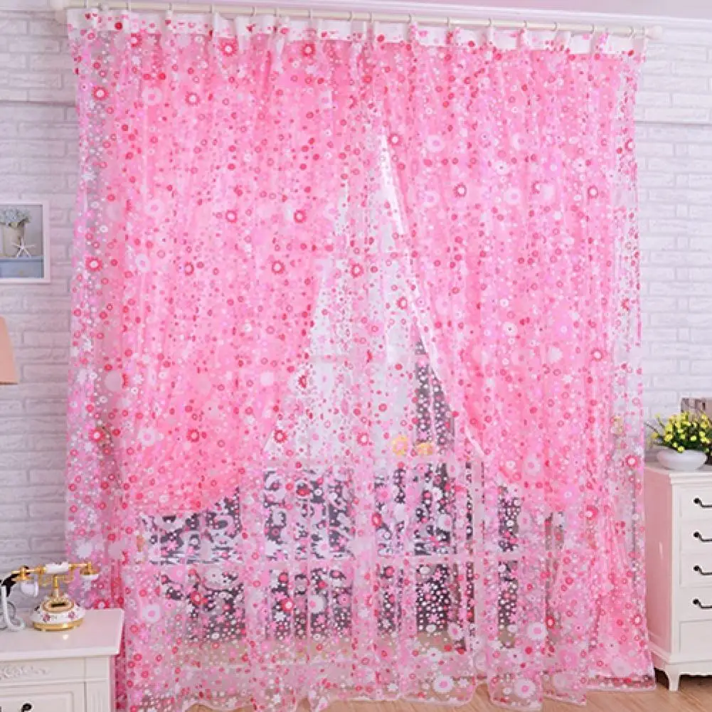 

Home Window Door Room Decoration Pastoral Sunflower Divider Sheer Voile Curtain Translucent Floral Window Voile For Home Hotel