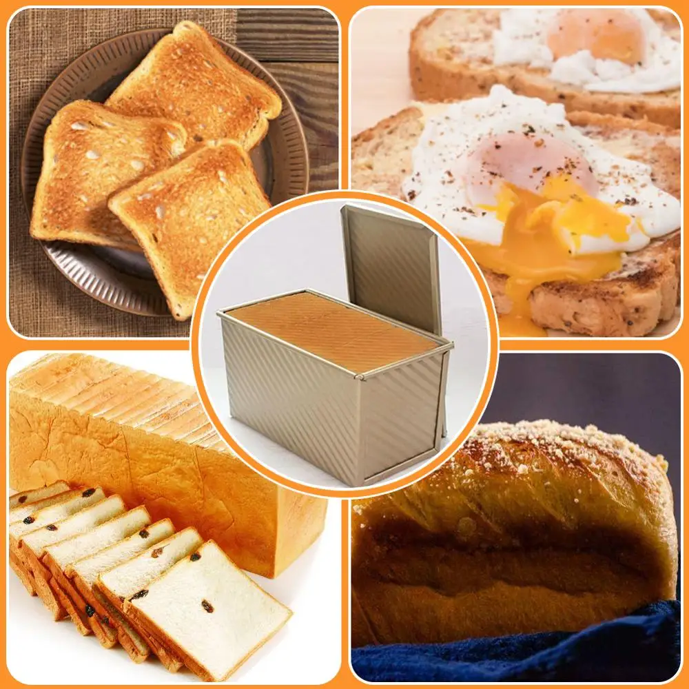 

Household Loaf Pan Carbon Steel Non-stick Bellows Cover Toast Box Mold Bread Mold Eco-Friendly Baking Tools for Cakes