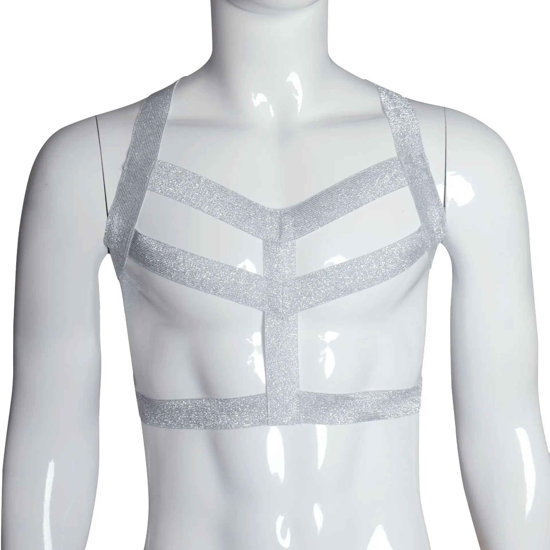 Майка мужская сетчатая эластичная золотистая/серебристая брендовая пикантная