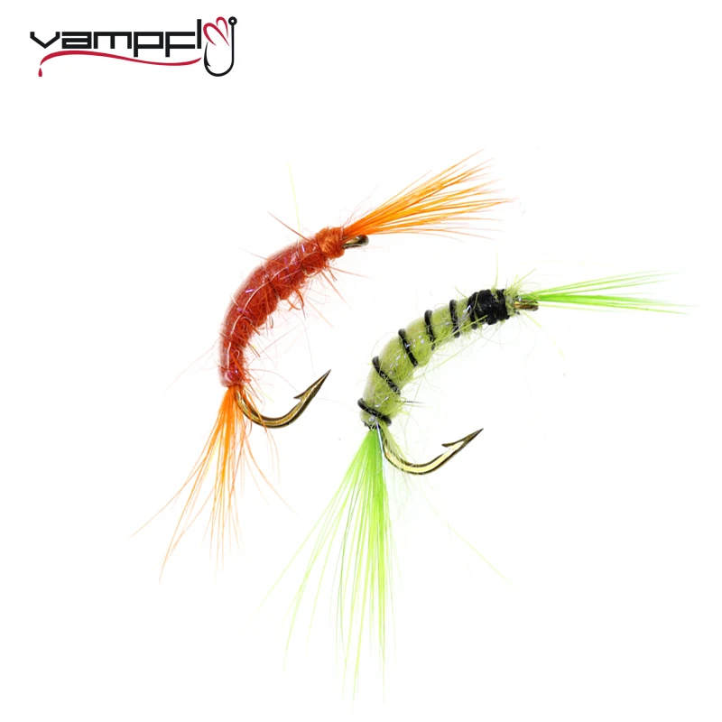 

Vampfly 10 шт. Скад креветки муха форель рыболовные приманки #14 Искусственные Креветки приманки зеленый и оранжевый цвет