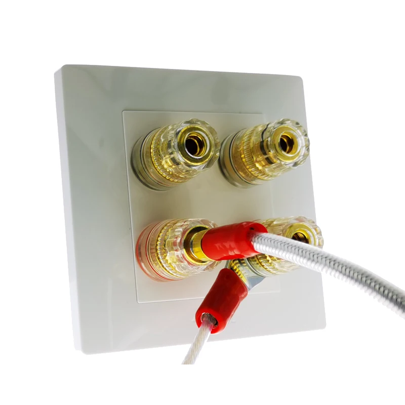 86 type wall concealed two-bits audio banana plug stereo surround panel speaker socket plastic | Электроника