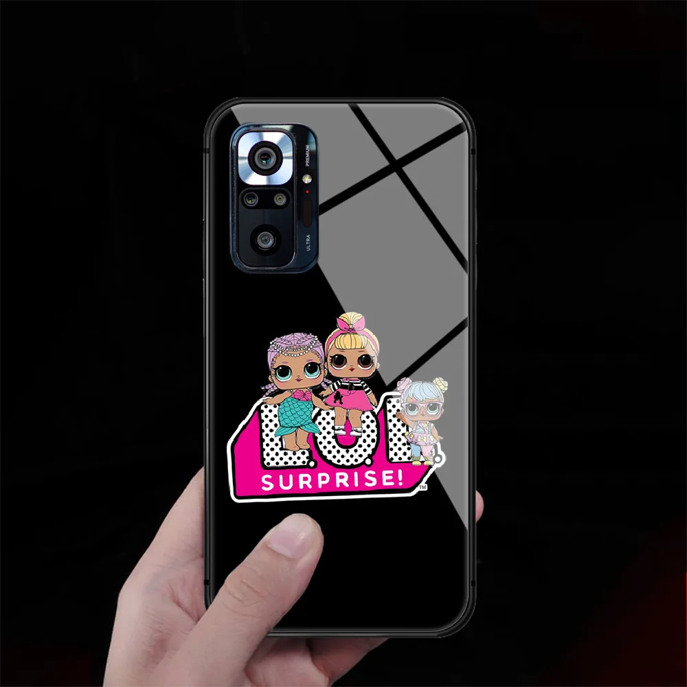 

Cute Doll Lol Tempered Glass Phone Case Cover For Xiaomi Redmi Note 7 8 9 10 K40 A C S T Pro Black Shell Hot Tpu Bumper