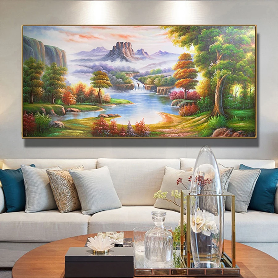 

Natural landscape large diy 5d diamond painting full square round drill mosaic embroidery arts wall decoration AA2861