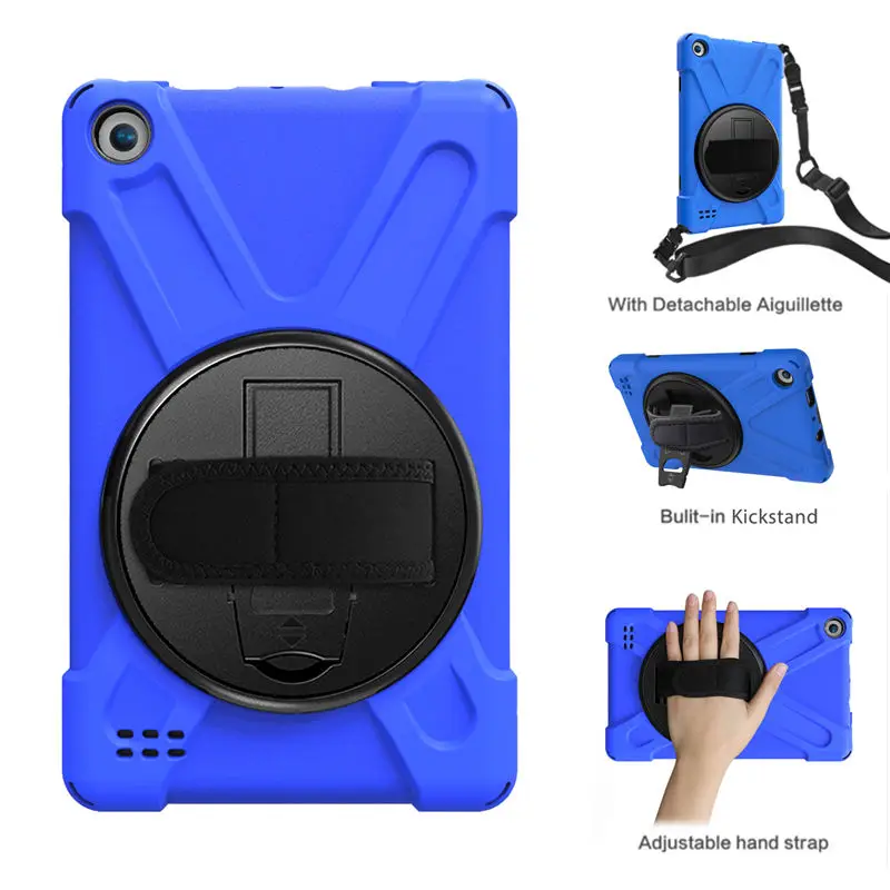 Blue Чехол для Amazon Kindle Fire 7 9th 7th Generation чехол для Fire 7 Funda противоударный сверхмощный с наручными ремнями - Цвет: Blue