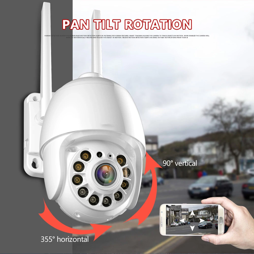 3MP Мини Wi-Fi PTZ IP-камера 4-кратный цифровой зум отслеживание движения двухстороннее