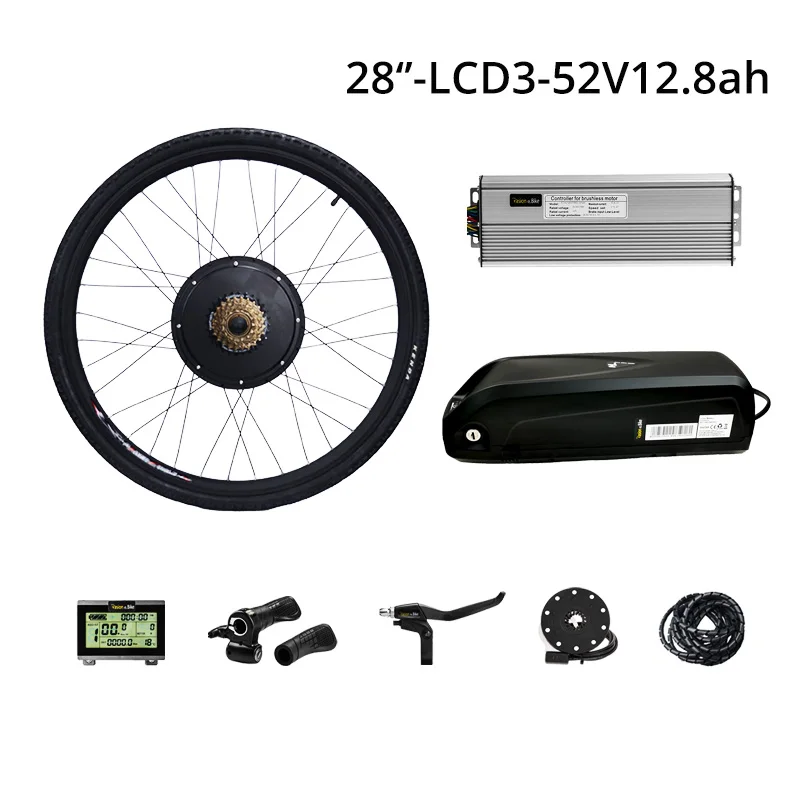 28inch 52v12.8ah 52v12. 8ah батарея для электровелосипеда с 48 в 1500 Вт комплект для переоборудования электрического велосипеда 52 В батарея 48 в Набор для электровелосипеда - Цвет: 28inch 52v12.8ah