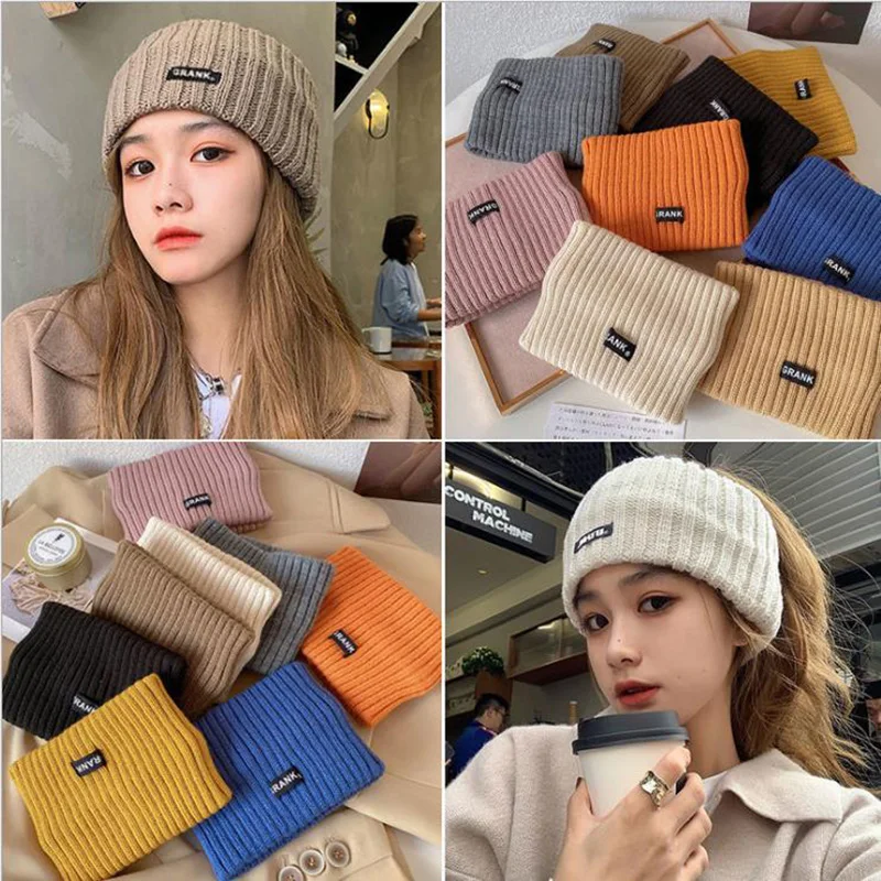 

Simple Letters Knitted Headbands for Women Thicker Winter Elastic Hair Band Woolen Ear Warmer Keep Warm Crochet Turban Head Wrap
