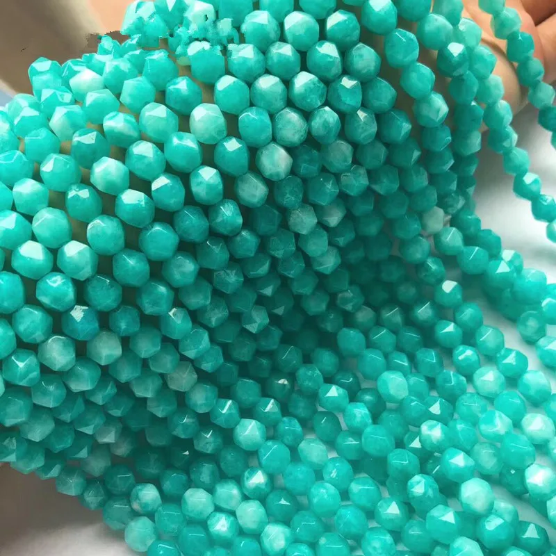 

Amazonitegreen diamond shape faceted 6/8mm nature for making jewelry necklace 14inch FPPJ