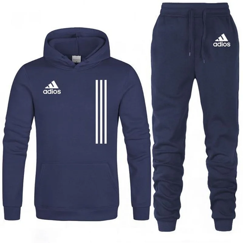 

2021 New adios Men's Autumn Winter Sets Hoodie+pants Two Pieces Casual Tracksuit Male Sportswear Gym Brand Clothing Sweat Suit