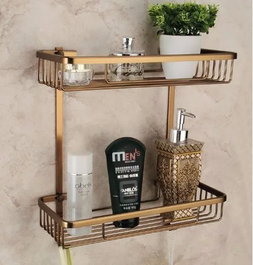 Настенная Античная бронзовая алюминиевая полка для ванной комнаты держатель