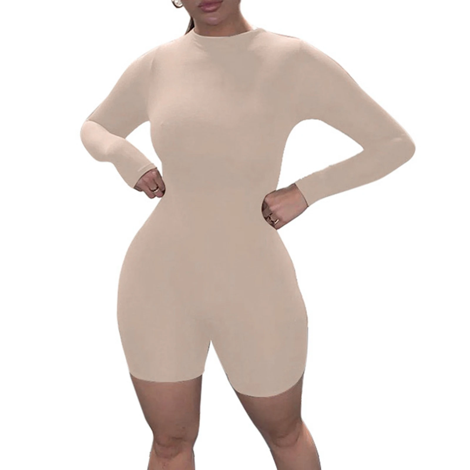 Женский сексуальный Облегающий комбинезон однотонный на молнии с длинным