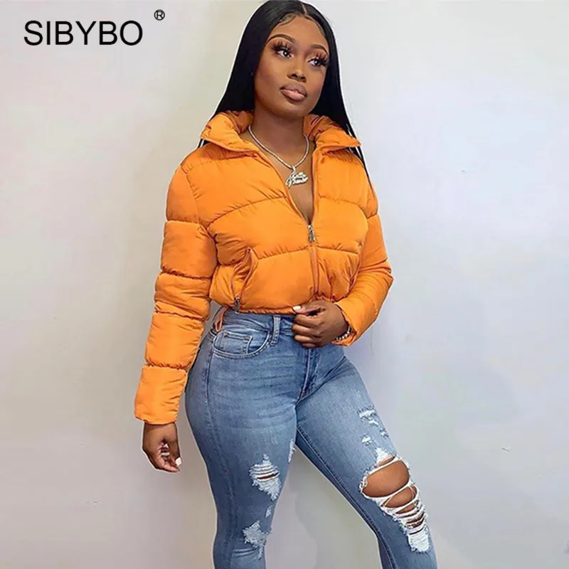 

Sibybo Winter Thick Warm Short Parkas Women Black Stand Collar Drawstring Parkas 2021 Streetwear Casual Hot Zipper Jackets Tops